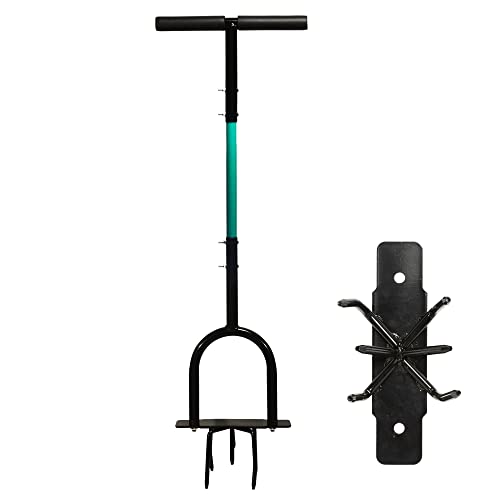 nutroeno 37 inch Manual Twist Tiller - Garden Claw Cultivator with Long Handle, Hand Tiller Soil Ripper, Lawn Aerator Weeder for Flower Box and Raised Bed., Black & Green