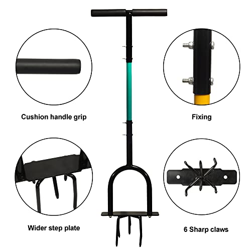 nutroeno 37 inch Manual Twist Tiller - Garden Claw Cultivator with Long Handle, Hand Tiller Soil Ripper, Lawn Aerator Weeder for Flower Box and Raised Bed., Black & Green