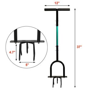 nutroeno 37 inch Manual Twist Tiller - Garden Claw Cultivator with Long Handle, Hand Tiller Soil Ripper, Lawn Aerator Weeder for Flower Box and Raised Bed., Black & Green