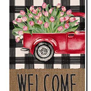 Spring Garden Flag 12x18 Vertical Double Sided Burlap Easter Tulip Farmhouse Yard Outdoor Decoration 12 x 18 Inches