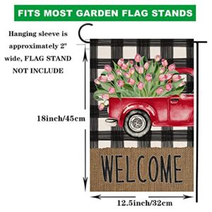 Spring Garden Flag 12x18 Vertical Double Sided Burlap Easter Tulip Farmhouse Yard Outdoor Decoration 12 x 18 Inches