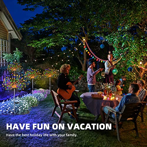 2 PCS Solar Firework Light, Outdoor Solar Garden Decorative Lights 120 LED Powered 40 Copper Wires String DIY Landscape Light for Walkway Pathway Backyard Christmas Decoration Parties (Multi-Color)