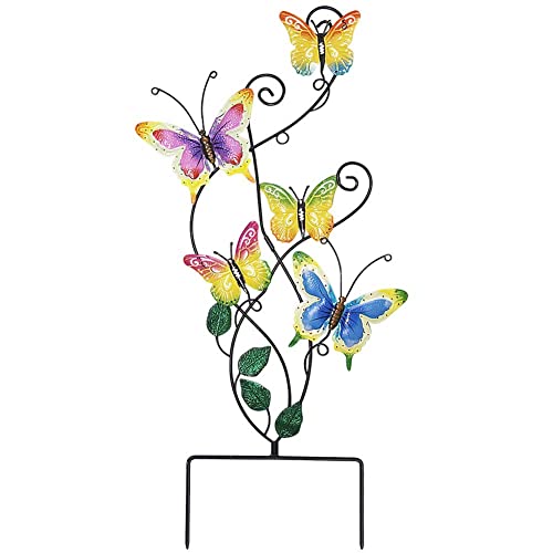 Juegoal 28 Inch Butterfly Garden Stake Decor Metal Wall Art Decoration, Mothers Day Ideal Gifts for Mom, Yard Outdoor Ornaments