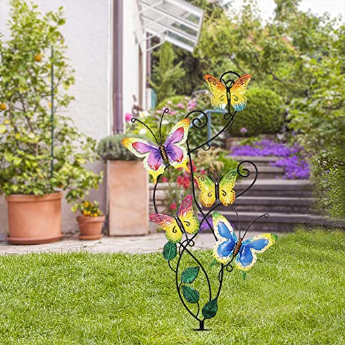 Juegoal 28 Inch Butterfly Garden Stake Decor Metal Wall Art Decoration, Mothers Day Ideal Gifts for Mom, Yard Outdoor Ornaments