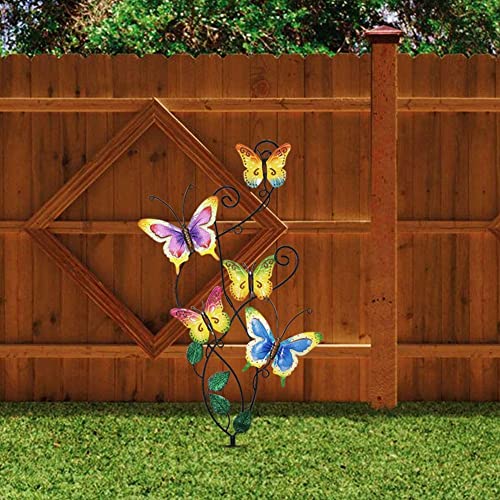 Juegoal 28 Inch Butterfly Garden Stake Decor Metal Wall Art Decoration, Mothers Day Ideal Gifts for Mom, Yard Outdoor Ornaments