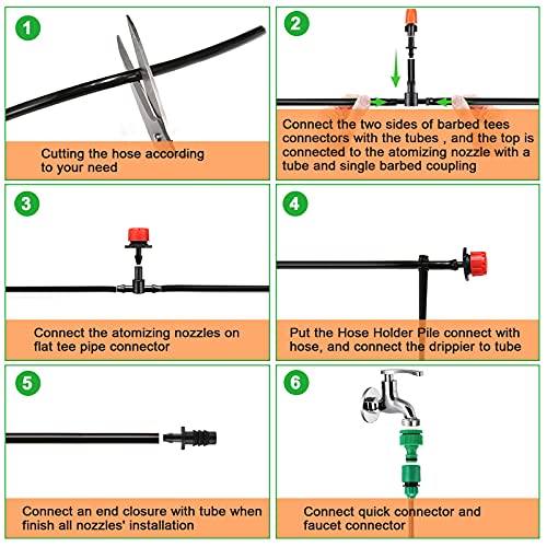 Garden Irrigation System 168 Pcs+50ft/15m Drip Irrigation Kit with Adjustable Nozzles Drippers Distribution Tubing Hose Saving Water Automatic Irrigation Set for Garden Greenhouse Patio Lawn