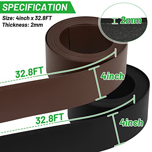 Fuairmee Garden Edging Border, Landscape Edging, Bender Board, Weed Barrier, Garden Borders, 4 in x 32.8 ft, 0.78 in Thickness Without Stakes, Easy to Install, Brown