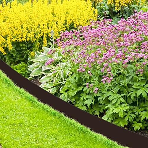 Fuairmee Garden Edging Border, Landscape Edging, Bender Board, Weed Barrier, Garden Borders, 4 in x 32.8 ft, 0.78 in Thickness Without Stakes, Easy to Install, Brown