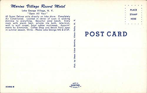 Marine Village Resort Motel Lake George, New York NY Original Vintage Postcard