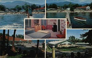 marine village resort motel lake george, new york ny original vintage postcard