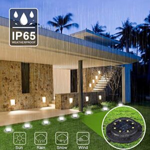 Solar Ground Lights Outdoor 12 Packs 12 LED Disk Lights Solar Powered Waterproof New In-ground Lights For Garden Deck Stair Step Lawn Patio Driveway Walkway Pathway Yard decoration(White Light,12PACK)