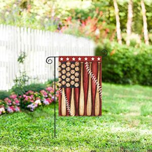 AVOIN colorlife American Stars and Stripes Baseball Garden Flag 12 x 18 Inch Vertical Double Sided, Bat Ball Sport Softball League Yard Outdoor Decor