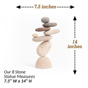 Happy Gardens Zen Stacked Rocks Sculpture | Cairn Statue Balancing Rock Stone Decor for Japanese Garden