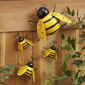 g ganen decorative metal bumble bee garden accents – lawn ornaments – set of 4