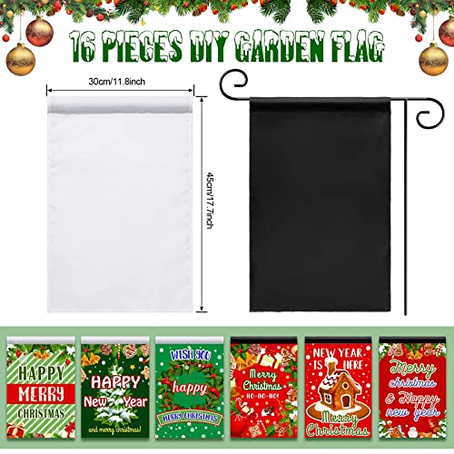 Blank Garden Flags Set, Solid Black Lawn Flags Plain White Yard Flags, DIY Polyester Banners Flag for Heat Transfer Vinyl Outdoor Courtyard Decoration Garden Decor, 11.8 x 17.7 Inches (16 Pieces)
