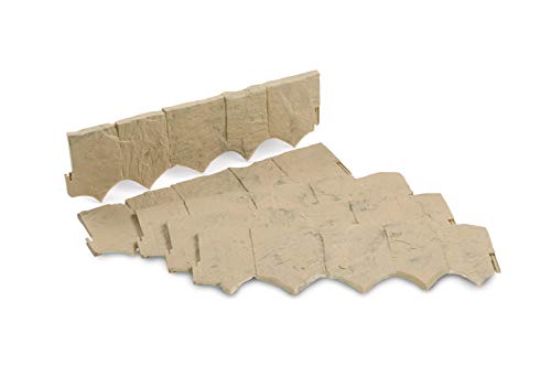 Suncast Flagstone No Dig Border Edging for Garden, Lawn, or Landscaping, Light Tan Marble (Set of 5)