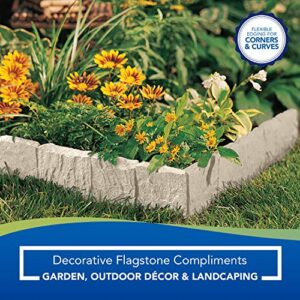 Suncast Flagstone No Dig Border Edging for Garden, Lawn, or Landscaping, Light Tan Marble (Set of 5)