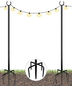 eazielife sprimden outdoor string light pole, 10 ft heavy duty hanging light stand pole for outside garden lawn, patio, christmas, wedding, party (2 packs)