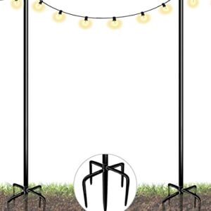 Eazielife Sprimden Outdoor String Light Pole, 10 FT Heavy Duty Hanging Light Stand Pole for Outside Garden Lawn, Patio, Christmas, Wedding, Party (2 Packs)