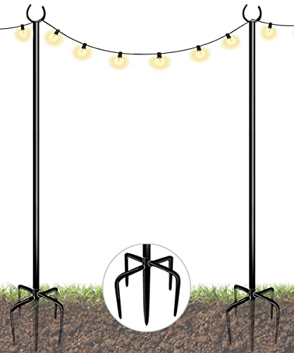 Eazielife Sprimden Outdoor String Light Pole, 10 FT Heavy Duty Hanging Light Stand Pole for Outside Garden Lawn, Patio, Christmas, Wedding, Party (2 Packs)