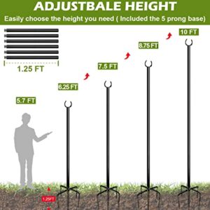 Eazielife Sprimden Outdoor String Light Pole, 10 FT Heavy Duty Hanging Light Stand Pole for Outside Garden Lawn, Patio, Christmas, Wedding, Party (2 Packs)