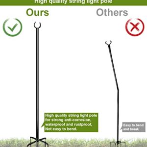 Eazielife Sprimden Outdoor String Light Pole, 10 FT Heavy Duty Hanging Light Stand Pole for Outside Garden Lawn, Patio, Christmas, Wedding, Party (2 Packs)