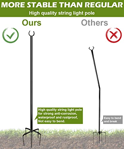 Eazielife Sprimden Outdoor String Light Pole, 10 FT Heavy Duty Hanging Light Stand Pole for Outside Garden Lawn, Patio, Christmas, Wedding, Party (2 Packs)