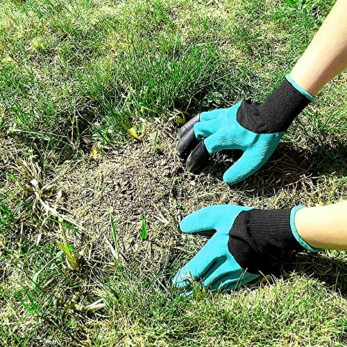 Alsea Hand Leaf Rake Scoops Large Green Plastic Grabber for Picking Up Lawn Debris - Includes Gardening Gloves with ABS Claws