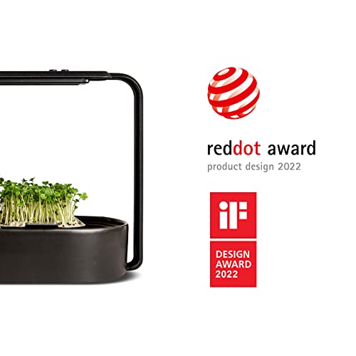 ingarden Superfood Microgreens Indoor Growing Kit with 3 Starter Seed Pod Trays and Grow Light, Smart Indoor Garden (Ceramic) | Jet Black