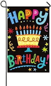 happy birthday garden flag cartoon double-sided printing flags happy birthday garden banner linen outdoor lawn signs birthday house sign poster party flags decorations for home outdoor suitable for birthday party (12 x 18 inches)