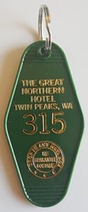 the great northern hotel room 315 twin peaks inspired key tag green and gold