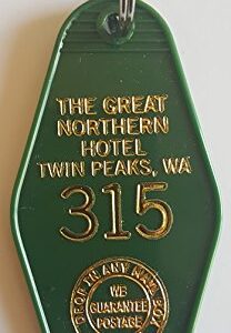 The Great Northern Hotel Room 315 Twin Peaks Inspired Key Tag Green and Gold