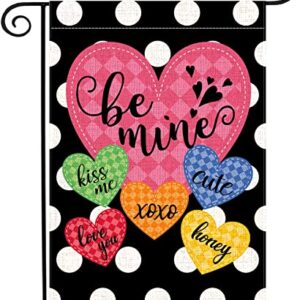 Valentine Garden Flags 28 x 40 Inch Burlap Double Sided House Garden Flag for Outdoor Lawn Yard Holiday Spring Seasonal Flags for Outdoor Decorations, Couple Love Banner Party Decorations House Flag