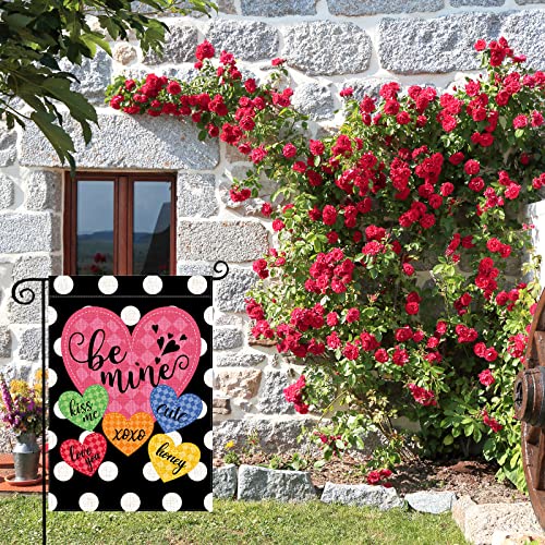 Valentine Garden Flags 28 x 40 Inch Burlap Double Sided House Garden Flag for Outdoor Lawn Yard Holiday Spring Seasonal Flags for Outdoor Decorations, Couple Love Banner Party Decorations House Flag