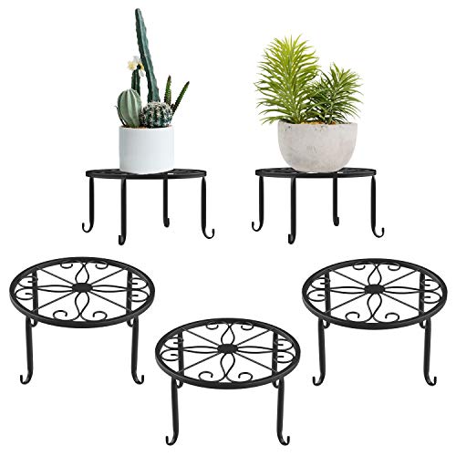 Lewondr Metal Potted Plant Stands, 3 Pack 9" Heavy Duty Rustproof Iron Round Flower Pot Stands, Indoor Outdoor Plant Holder Support Rack for Planter Flowerpot Patio Garden - Black