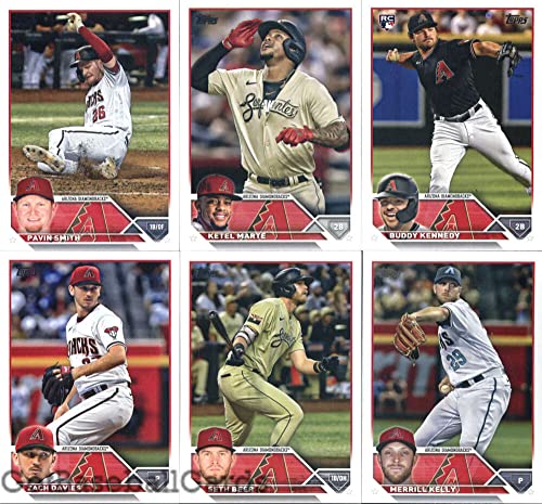 2023 Topps Series 1 Arizona Diamondbacks Team Set of 9 Cards: Josh Rojas(#60), Merrill Kelly(#71), Seth Beer(#105), Zach Davies(#123), Buddy Kennedy(#135), Caleb Smith(#191), Ketel Marte(#239), Arizona Diamondbacks(#263), Pavin Smith(#312) - GotBaseballCa