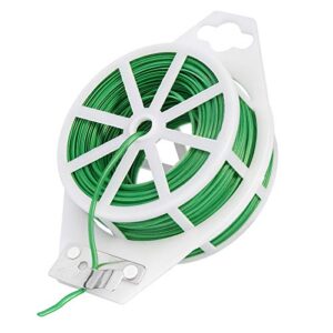 vivosun 164 feet pe-coated twist tie, roll spool dispenser with cutter secure garden plant multi-function cable snack tie, green