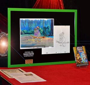 “star wars” hand-painted ewoks animation cel and original art, rare ewok tv series dvd, uacc, coa, frame