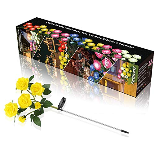 Outdoor Solar Garden Stake Lights,Upgraded LED Solar Powered Light with 6 Rose Flowers, Waterproof Solar Decorative Lights for Patio Pathway Courtyard Garden Lawn