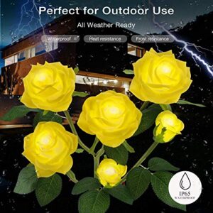 Outdoor Solar Garden Stake Lights,Upgraded LED Solar Powered Light with 6 Rose Flowers, Waterproof Solar Decorative Lights for Patio Pathway Courtyard Garden Lawn