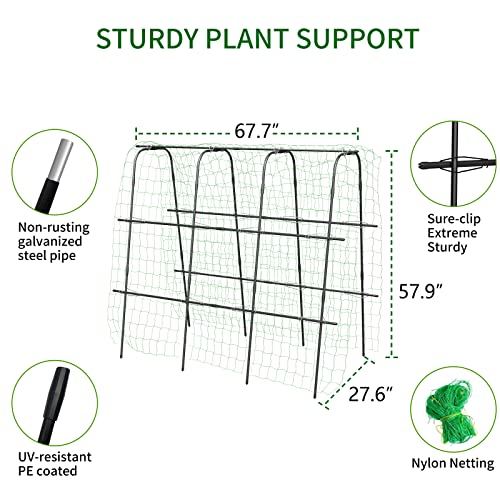 Garden Cucumber Trellis for Climbing Plants Outdoor, 57.9in Metal Plant Support Trellis for Climbing Vine Vegetable/Fruit/Flower Outdoor Yard Lawn Garden A Frame Trellis