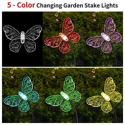 ZQPBLED Solar Butterfly Lights Outdoor, 2 Pack 12 Butterflies Swaying Solar Garden Lights Waterproof Changing Color Solar Lights for Yard Pathway Flowerbed Christmas Decorative