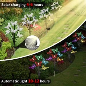 ZQPBLED Solar Butterfly Lights Outdoor, 2 Pack 12 Butterflies Swaying Solar Garden Lights Waterproof Changing Color Solar Lights for Yard Pathway Flowerbed Christmas Decorative