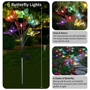 ZQPBLED Solar Butterfly Lights Outdoor, 2 Pack 12 Butterflies Swaying Solar Garden Lights Waterproof Changing Color Solar Lights for Yard Pathway Flowerbed Christmas Decorative