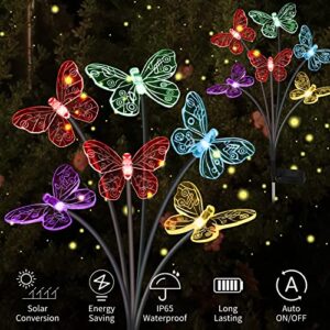 ZQPBLED Solar Butterfly Lights Outdoor, 2 Pack 12 Butterflies Swaying Solar Garden Lights Waterproof Changing Color Solar Lights for Yard Pathway Flowerbed Christmas Decorative