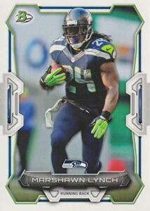 marshawn lynch 2015 bowman nfl football card #95 picturing this seattle seahawks star in his blue jersey m (mint)