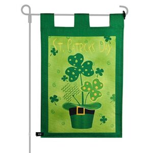 kuuqa happy st. patrick’s day garden flag decorative clovers irish green shamrocks 12 x 18 inches for garden and home decorations