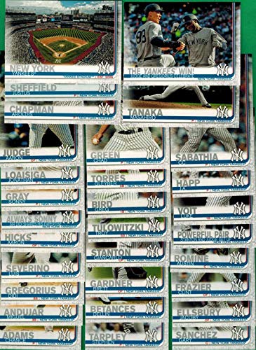 New York Yankees 2019 Topps Complete Mint Hand Collated 30 Card Team Set with 2 Different Aaron Judge Cards plus Gary Sanchez and Others