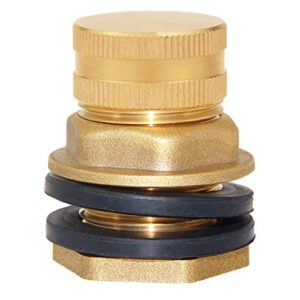 Joywayus Brass Male Garden Hose Bulkhead Fitting with Plugs,1/2" Female 3/4" GHT Male Water Tank Connector Threaded and 3/4" GHT Female Outer Hex Head End Pipe Caps Drain/Flush Port Kit