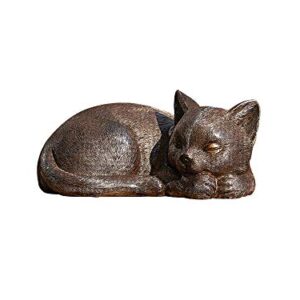 Roman Garden - Bronze Sleeping Cat Statue, 3.5H, Garden Collection, Resin and Stone, Decorative, Garden Gift, Home Outdoor Decor, Durable, Long Lasting